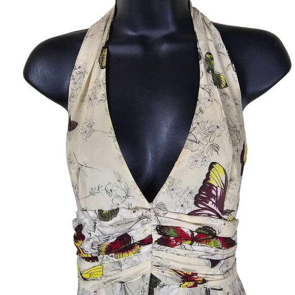 Karen Millen Silk Halter‎ Fairy Dress 8 Butterfly Embellished Empire Fit & Flare - Picture 11 of 13